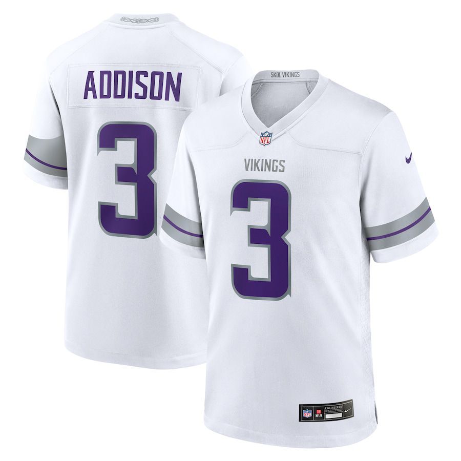 Men Minnesota Vikings #3 Jordan Addison Nike White Alternate Game Player NFL Jersey